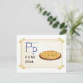 Carte Postale Une lettre P pour pizza (Debout devant)