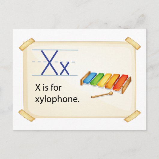 Carte Postale Une lettre X pour le xylophone (Devant)