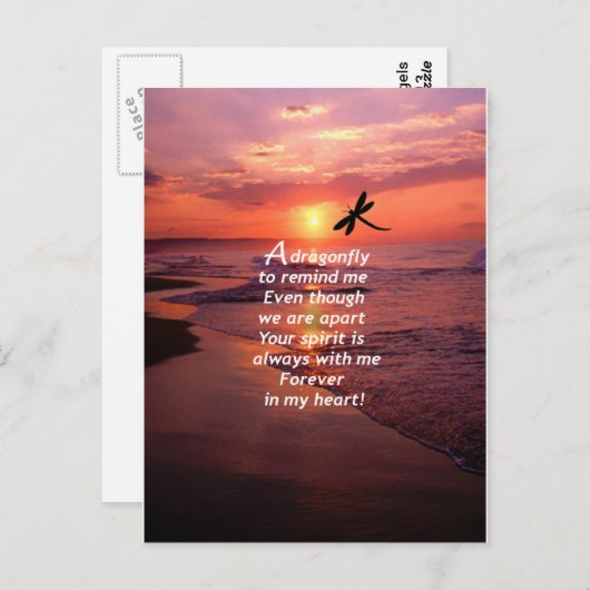 Carte Postale Une libellule pour me rappeler (Devant / Derrière)