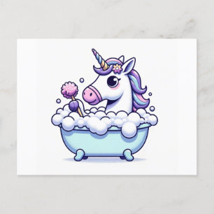 Carte Postale Une licorne adorable dans une baignoire
