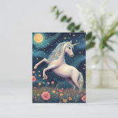 Carte Postale Une licorne dans la nuit étoilée (Debout devant)