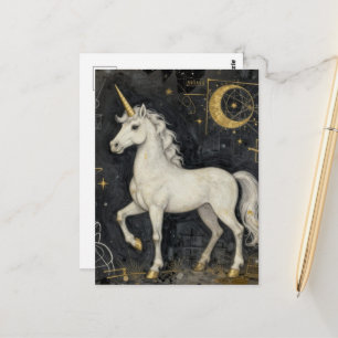Carte Postale Une licorne magnifique Collage noir or