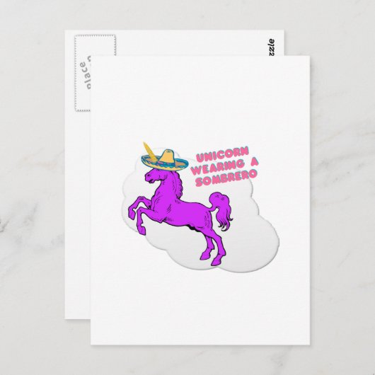 Carte Postale Une licorne portant un sombrero (Devant / Derrière)