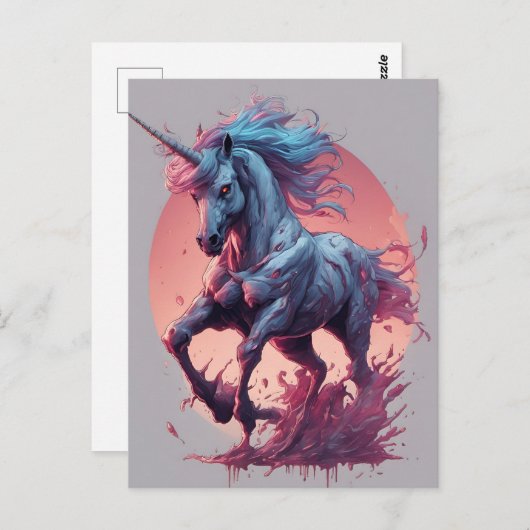 Carte Postale Une licorne zombie (Devant / Derrière)
