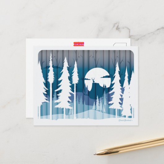 Carte Postale Une longue nuit d'hiver dans la forêt oubliée - (Devant/Arrière en situation)