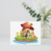 Carte Postale Une maison de champignons avec deux chats (Debout devant)