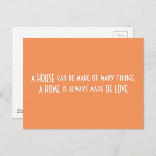 Carte Postale une maison est toujours faite d'amour, citation (Devant / Derrière)