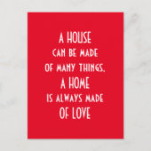 Carte Postale une maison est toujours faite d'amour, citation (Devant)