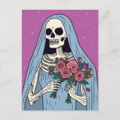 Carte Postale Une mariée squelette avec des fleurs (Devant)