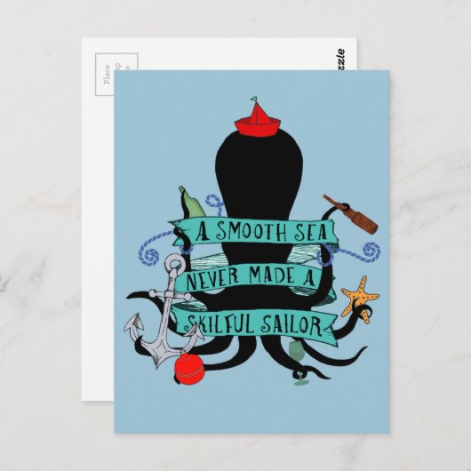 Carte Postale Une Mer Douce N'A Jamais Fait De Voilier Compétent (Devant / Derrière)