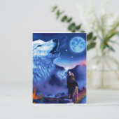 Carte Postale Une meute de loups une nuit noire (Debout devant)