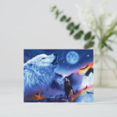 Carte Postale Une meute de loups une nuit noire (Debout devant)