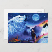 Carte Postale Une meute de loups une nuit noire (Devant / Derrière)