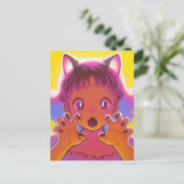 Carte Postale Une mignonne fille au chat (Debout devant)