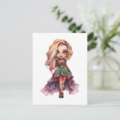 Carte Postale Une mignonne fille Halloween collection de design  (Debout devant)