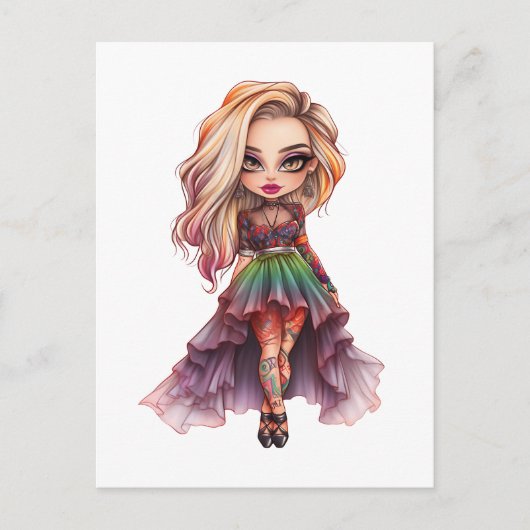 Carte Postale Une mignonne fille Halloween collection de design  (Devant)