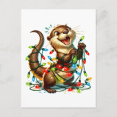 Carte Postale Une mignonne Otter de Noël Festive enveloppée de l (Devant)