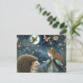 Carte Postale Une mignonne princesse et l'Imaginaire de hérisson (Debout devant)