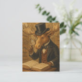 Carte Postale Une orignale dans une bibliothèque (Debout devant)