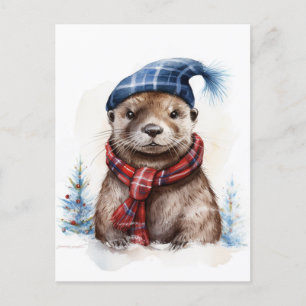 Carte Postale Une Otter de Noël d'hiver festive