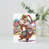 Carte Postale Une Otter de Noël écossaise festive (Debout devant)