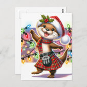 Carte Postale Une Otter de Noël écossaise festive (Devant / Derrière)