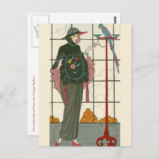 Carte Postale Une passoire brodée par George Barbier (Devant / Derrière)