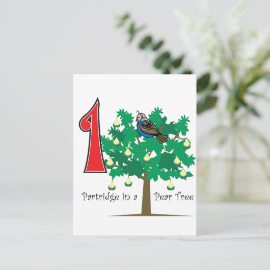 Carte Postale Une perdrix dans un arbre à poires (Debout devant)