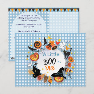 Carte Postale Une petite chouette est due Gingham Bleu QR Baby S