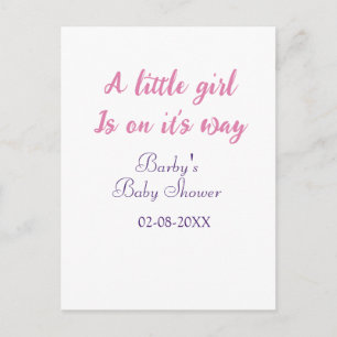 Carte Postale Une petite fille est en route baby shower rose nom