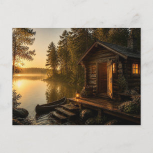 Carte Postale Une petite maison au bord du lac.