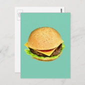 Carte Postale Une photo de gros cheeseburger juteux (Devant / Derrière)