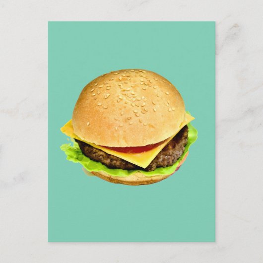 Carte Postale Une photo de gros cheeseburger juteux (Devant)