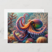 Carte Postale Une pieuvre colorée (Devant / Derrière)