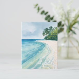Carte Postale Une plage tropicale sereine à l'aquarelle
