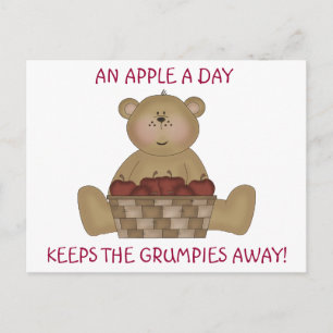 Carte Postale Une pomme par jour éloigne les grincheux !