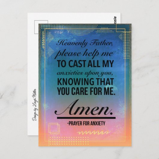 Carte Postale Une prière pour l'anxiété (Devant / Derrière)