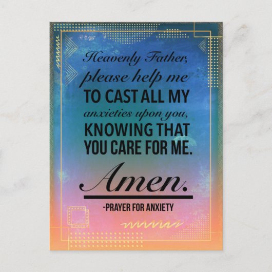 Carte Postale Une prière pour l'anxiété (Devant)