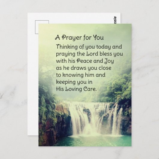 Carte Postale Une Prière Pour Vous Belle Cascade Nature (Devant / Derrière)