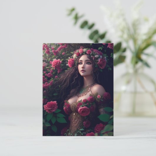 Carte Postale Une princesse aux rose (Debout devant)