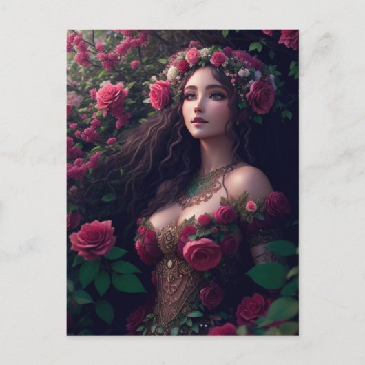 Carte Postale Une princesse aux rose (Devant)