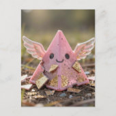 Carte Postale Une pyramide rose volante Kawaii (Devant)