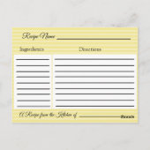 Carte Postale Une recette pour la Mariage mariée Recette Card (Dos)