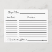 Carte Postale Une recette pour la Mariage mariée Recette Card (Dos)
