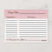 Carte Postale Une recette pour la Mariage mariée Recette Card (Dos)