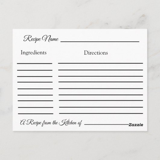 Carte Postale Une recette pour la Mariage mariée Recette Card (Dos)