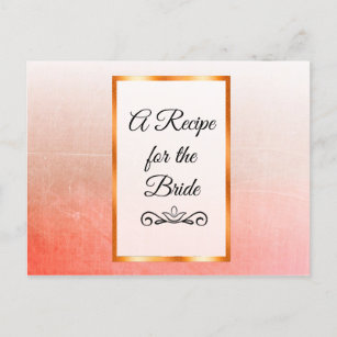 Carte Postale Une recette pour la Mariage mariée Recette Card