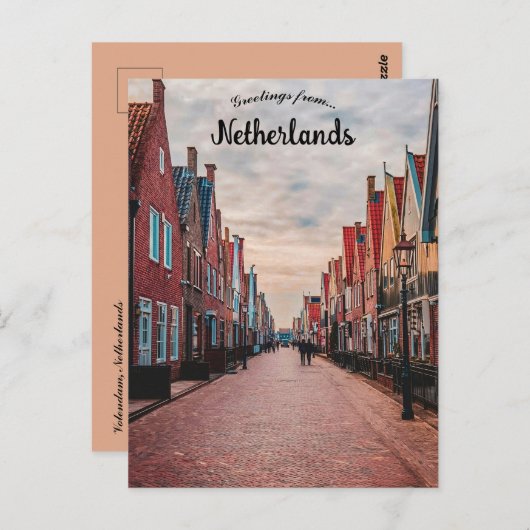 Carte Postale Une rue à Volendam Pays-Bas (Devant / Derrière)