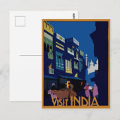 Carte Postale Une rue au clair de lune. Visitez l'Inde (Devant / Derrière)