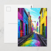 Carte Postale Une rue de ville colorée (Devant / Derrière)